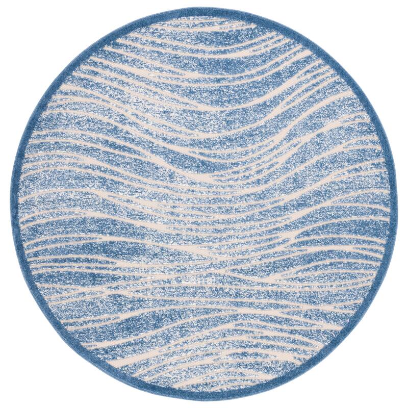 SAFAVIEH Cottage Yadviga Transitional Indoor/Outdoor Rug - 6'7" Round - Blue