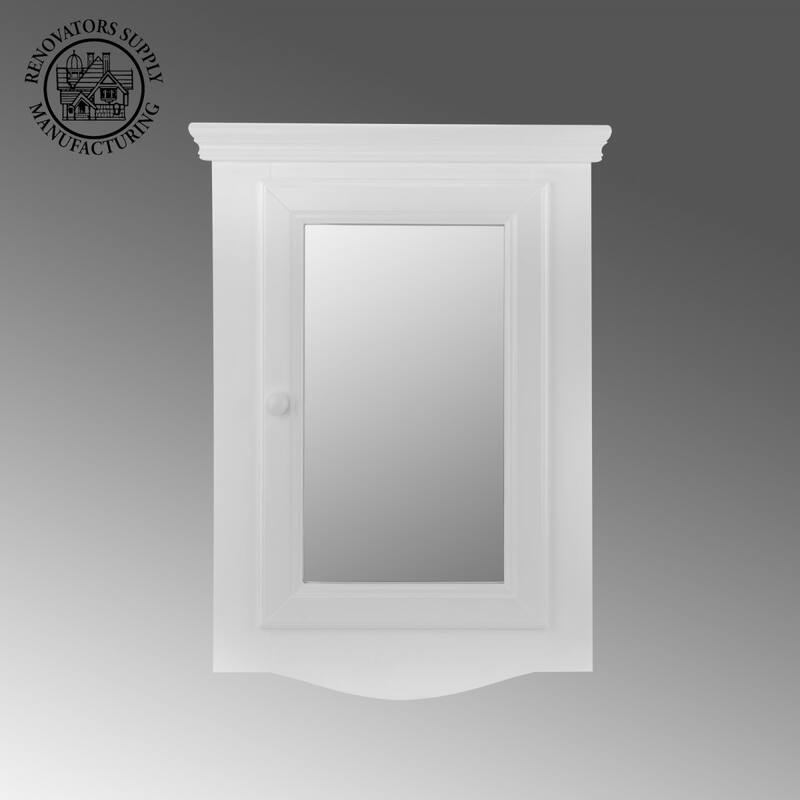 White Corner Medicine Cabinet with Mirror 27" x 20" Double Shelf Cabinet with Mounting Hardware