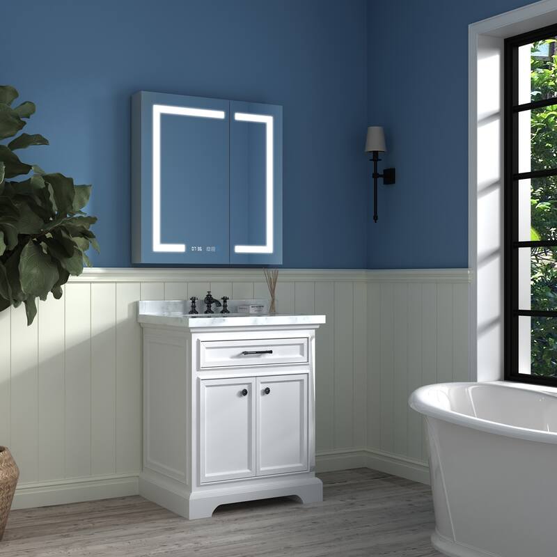 ExBrite LED Lighted Bathroom Medicine Cabinet with Mirror Recessed or Surface led Medicine Cabinet