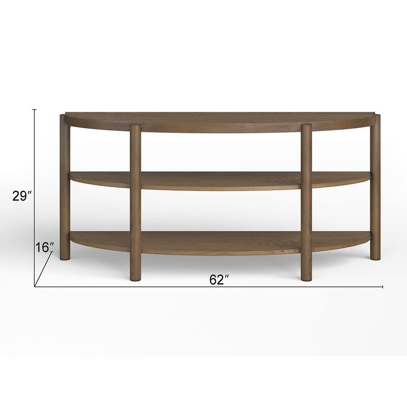 Magnussen Home Hadleigh Brown Honey Demilune Sofa Table - 61.75''W x 16''D x 29''H