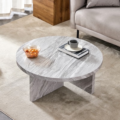 Gray MDF material circular textured coffee table dining table