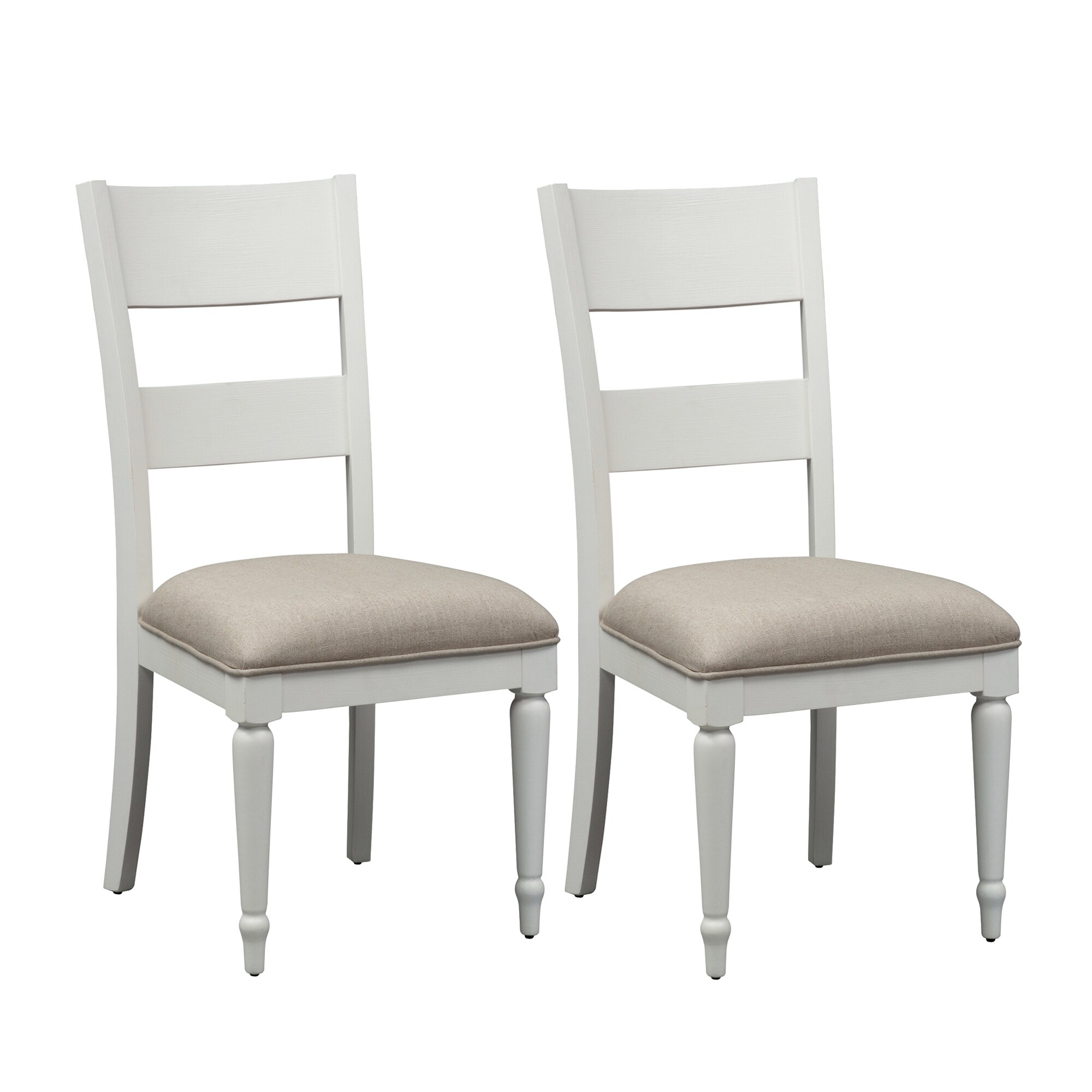 Cottage Harbor White Slat Back Linen Seat Dining Chair Set Of 2 Overstock 10642074