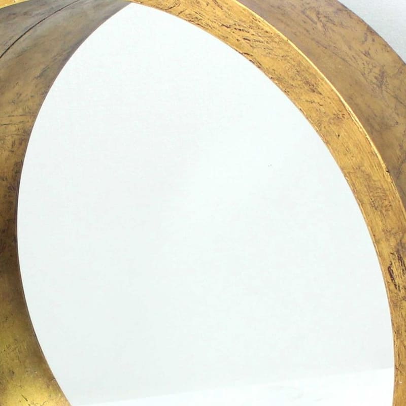 HomeRoots 36" Gold Round Solid Wood Framed Accent Mirror - 35.75' X '35.75' X '7.75