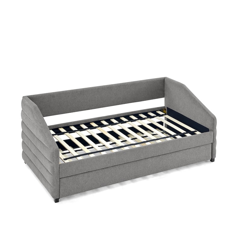 Twin Linen Tufted Daybed with Trundle