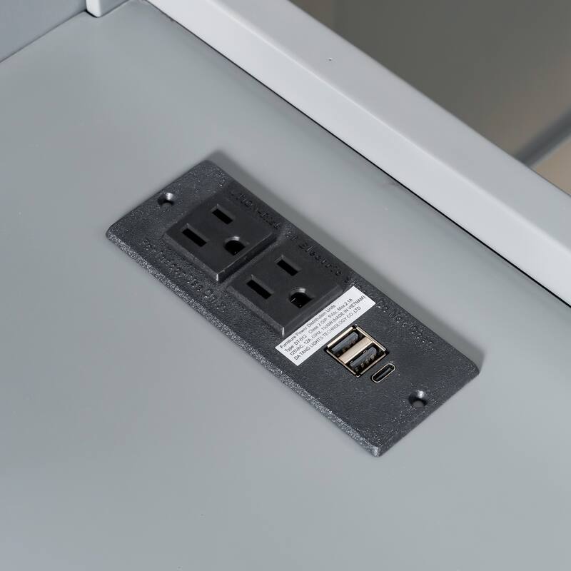 Roomfitters Twin XL Over Full Bunk Bed with Built-In Desk, USB Port and Shelves