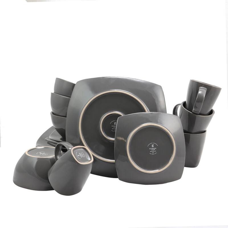 Soho Lounge 16-piece Square Grey Dinnerware Set (Service for 4)