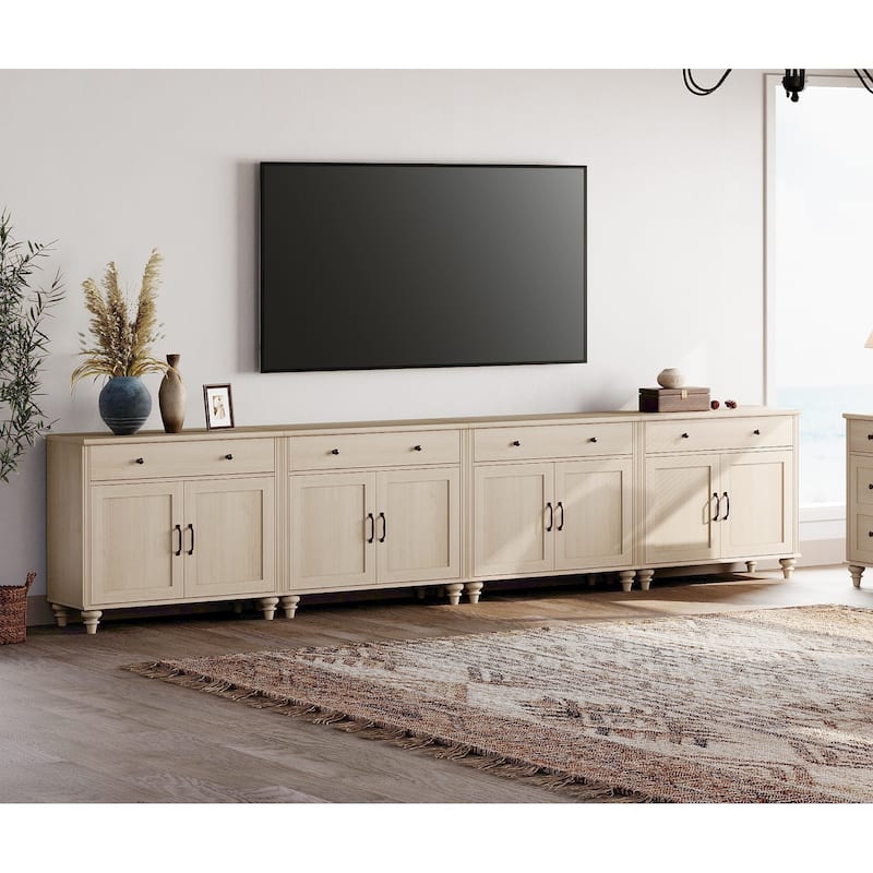 Farmhouse TV Stand for 75 inch TV, TV Console with Storage