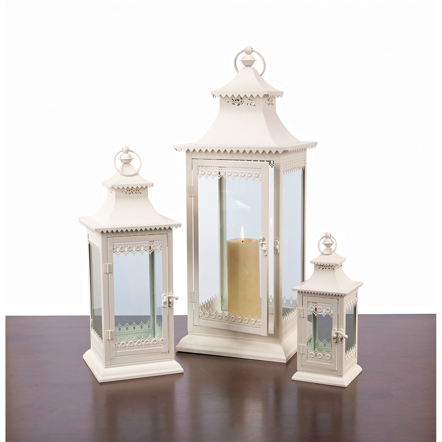 Metal Lantern (Set of 3) - 10.5 x 27.5; 7.25 x 19; 4.5 x 11.5