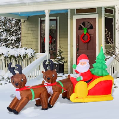 HOMCOM 7' Inflatable Santa's Sleigh Decoration