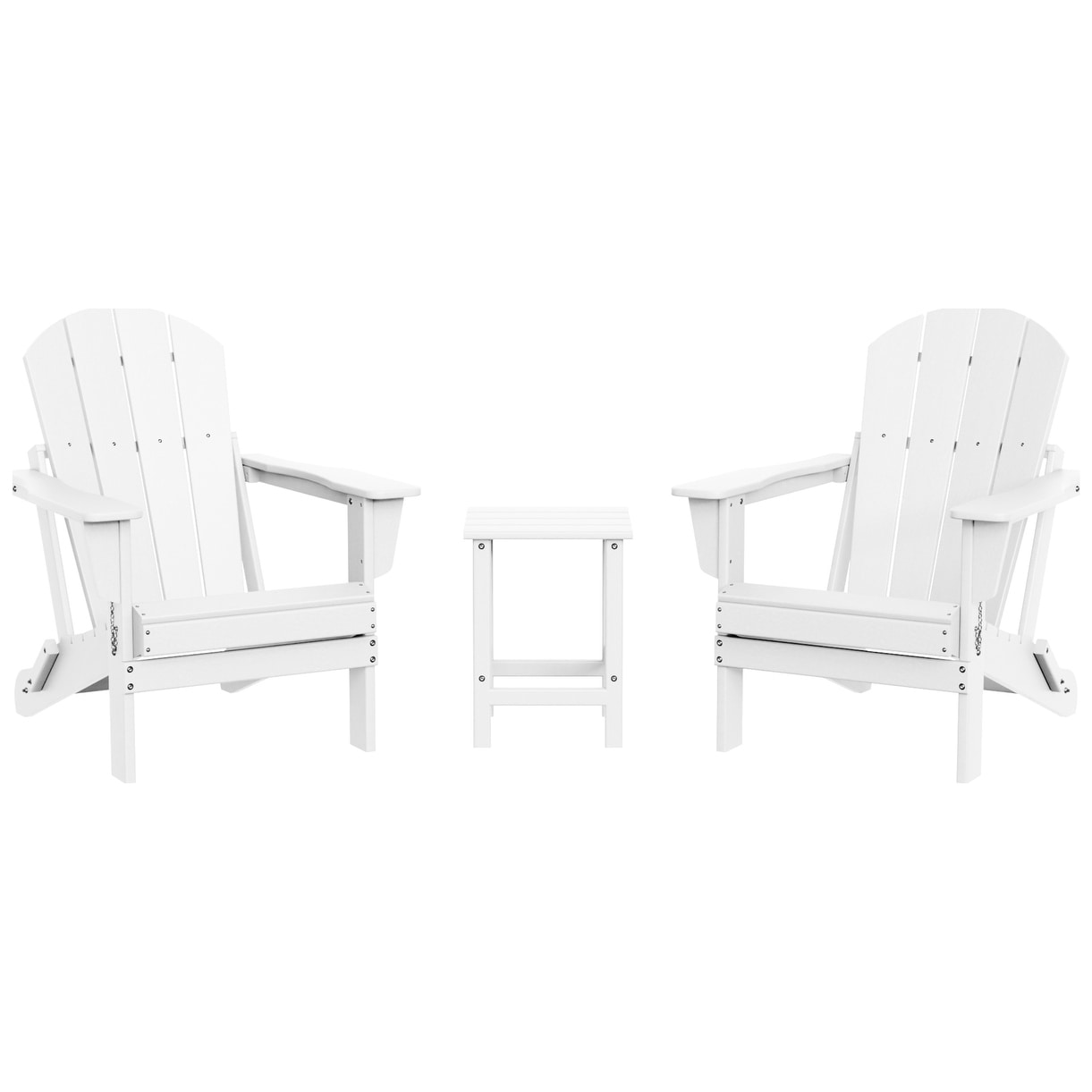 Laguna Hdpe All Weather Outdoor Patio Foldable Adirondack Chairs With Side Table (3-Piece Set)