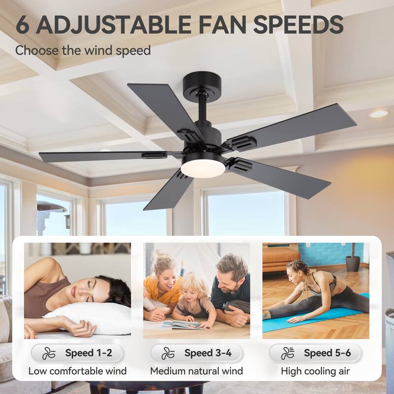 2 Set 42" Reversible 5-Blade Integrated LED Ceiling Fan with Light and Remote