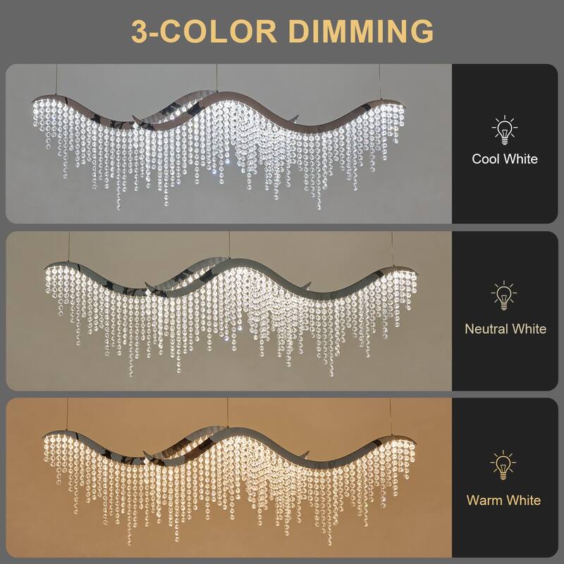 Dangling Wave Crystal Chandeliers for Living Room,Dinging Room