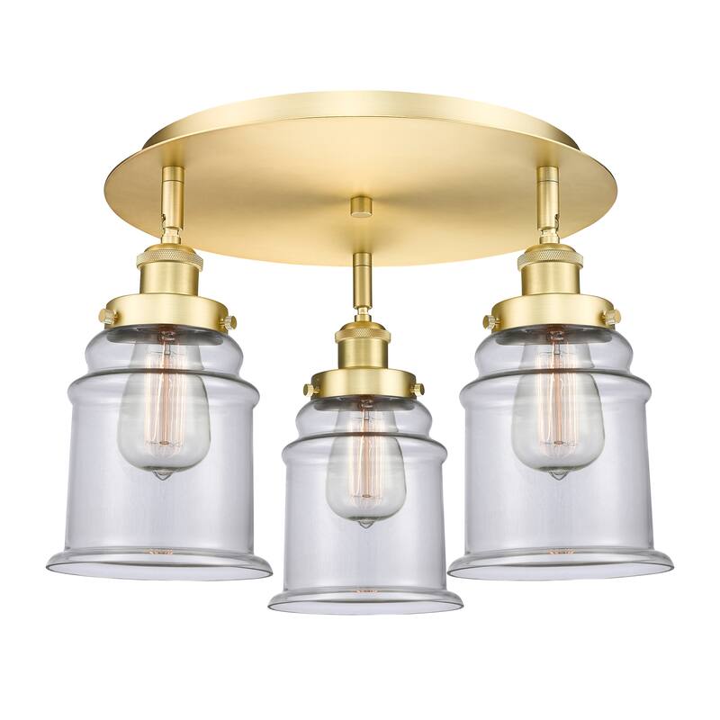 Innovations Lighting Canton - 3 Light 18" Flush Mount - Clear/Satin Gold