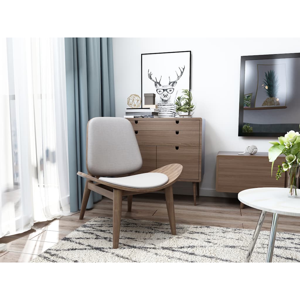 Modern Fabric Shell Wing Chair Armless Padded Seat Wooden Lounge Living Room Restaurant Office Work