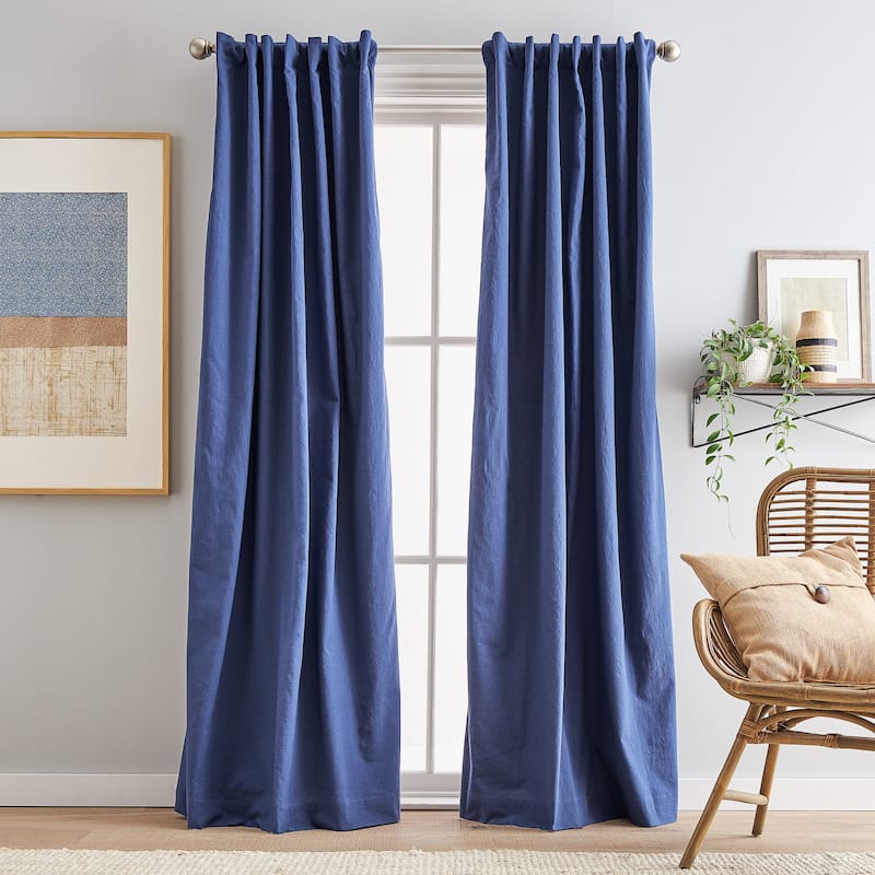 Sanctuary Back Tab Lined Curtain Panel Pair - 84 Inches - Indigo