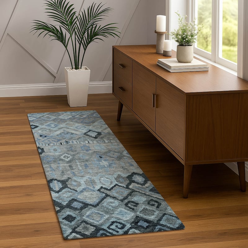 Machine Washable Indoor/ Outdoor Boho Moroccan Chantille Rug