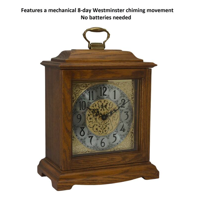Chiming Wood Mantle Clock - 13" - Dark Oak