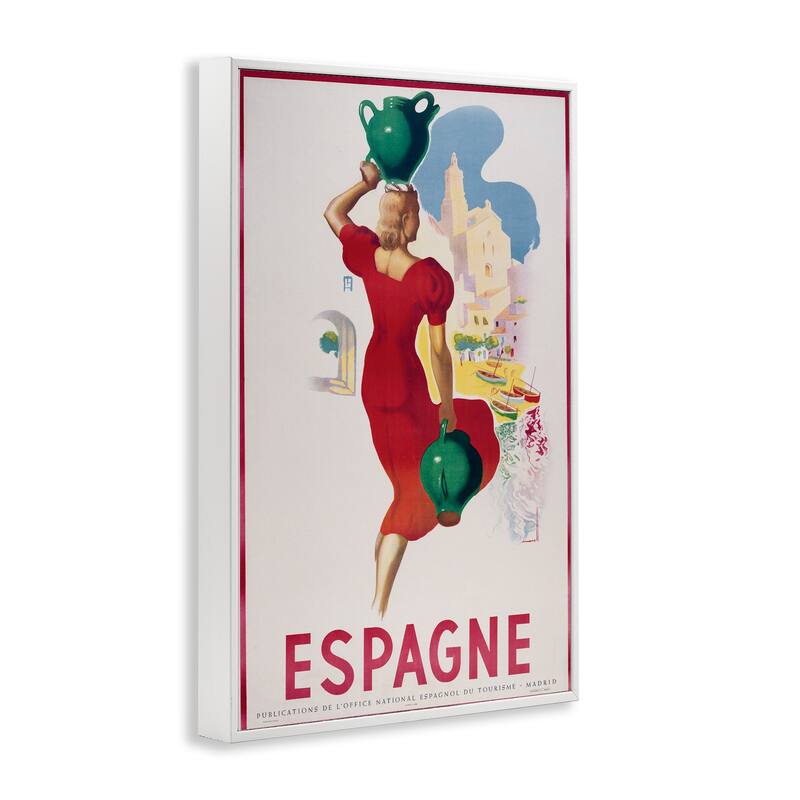 Stupell Vintage Spain Travel Advertisement Framed Giclee Art Design By Marcus Jules