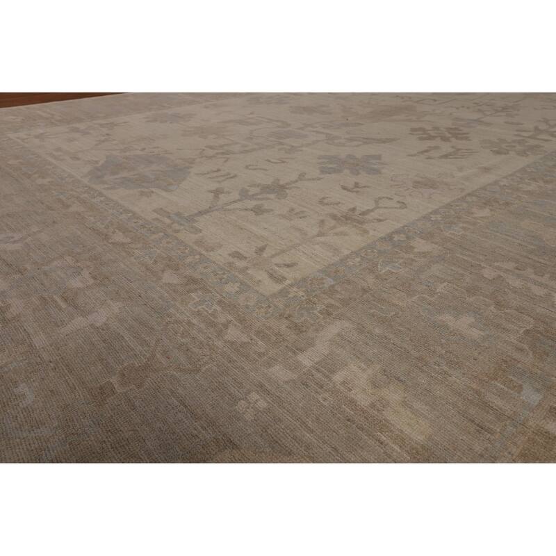 Vegetable Dye Oushak Oriental Large Rug Handmade Beige Wool Carpet - 10'5"x 14'4"