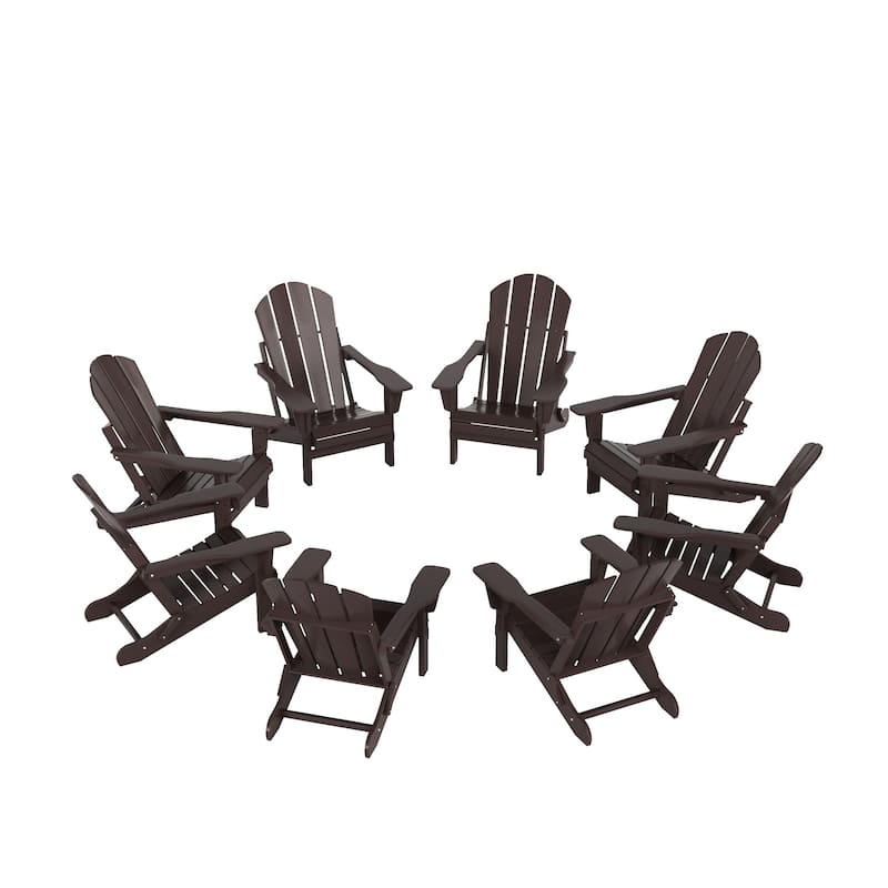 Polytrends Laguna Hdpe All Weather Outdoor Patio Foldable Adirondack Chairs (Set Of 8)