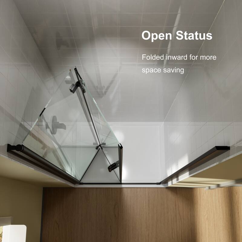 Bifold Semi-Frameless Shower Door with Clear Glass