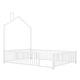 preview thumbnail 10 of 21, Full Size Platform Bed w/Guardrail and Chimney Design, Heavy Duty Metal House Shape Floor Bed Frame for Children, Boys and Girls