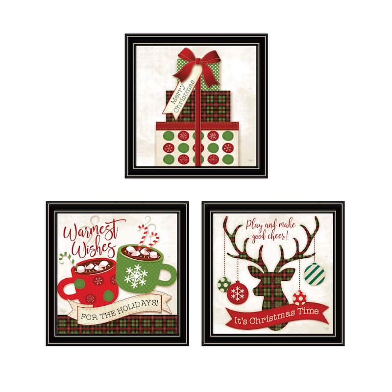 Trendy Decor 4U "IT"S Christmas Time!" Printed Framed Wall Art by Mollie B. - Multi - 14 x 14