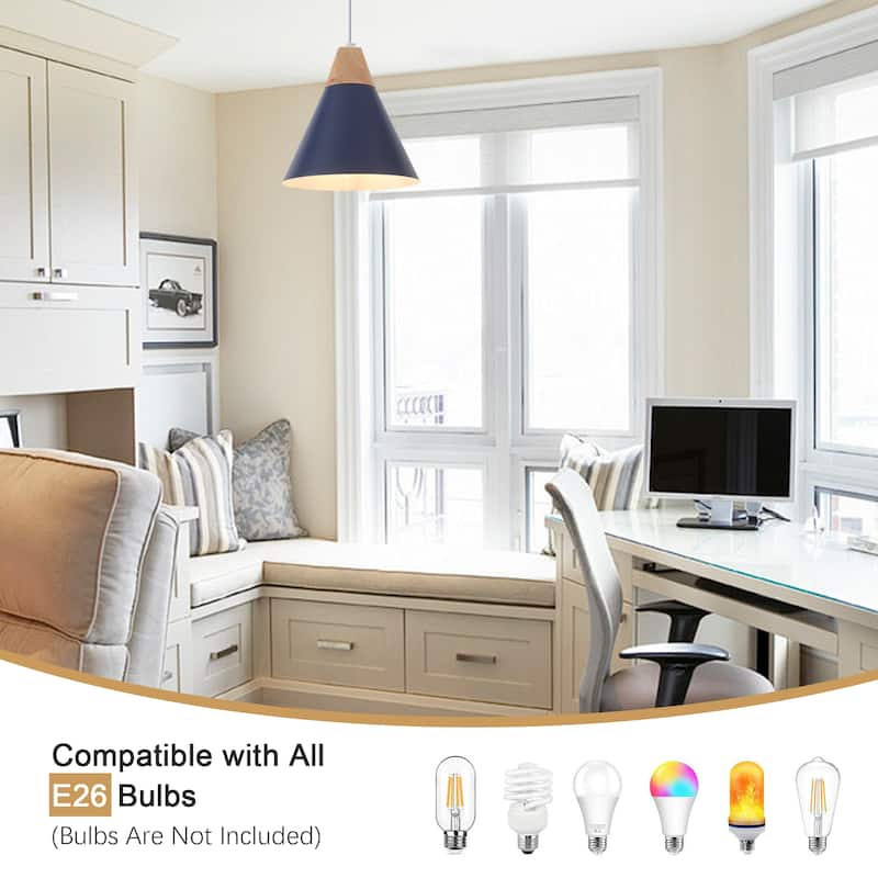 Farmhouse Pendant Light Fixture with Wood and Metal for Kitchen, Hallway,Living Room