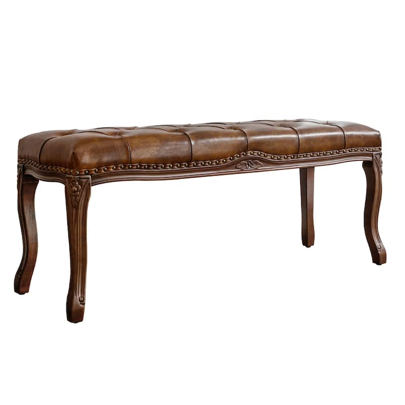 Retro Patterned Legs 45.2In.W Padded Bench - 45.2" W X 14.6" D X 18.3" H