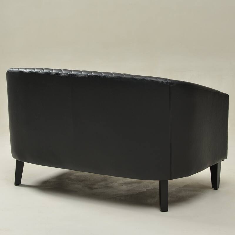 KINWELL 50"W Tufted Faux Leather Upholstered Small Loveseat Sofa