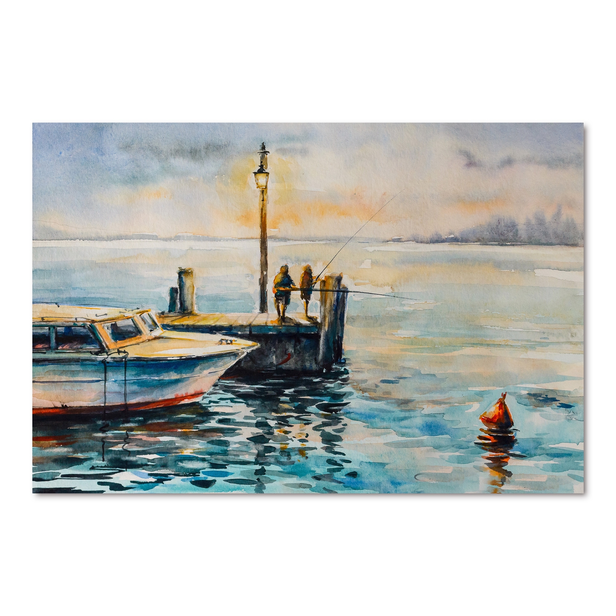 Designart Two Men Fishing At Dusk At The Pier Nautical & Coastal Framed Wall  Art Set of 3 - 4 Colors of Frames - Bed Bath & Beyond - 36128454