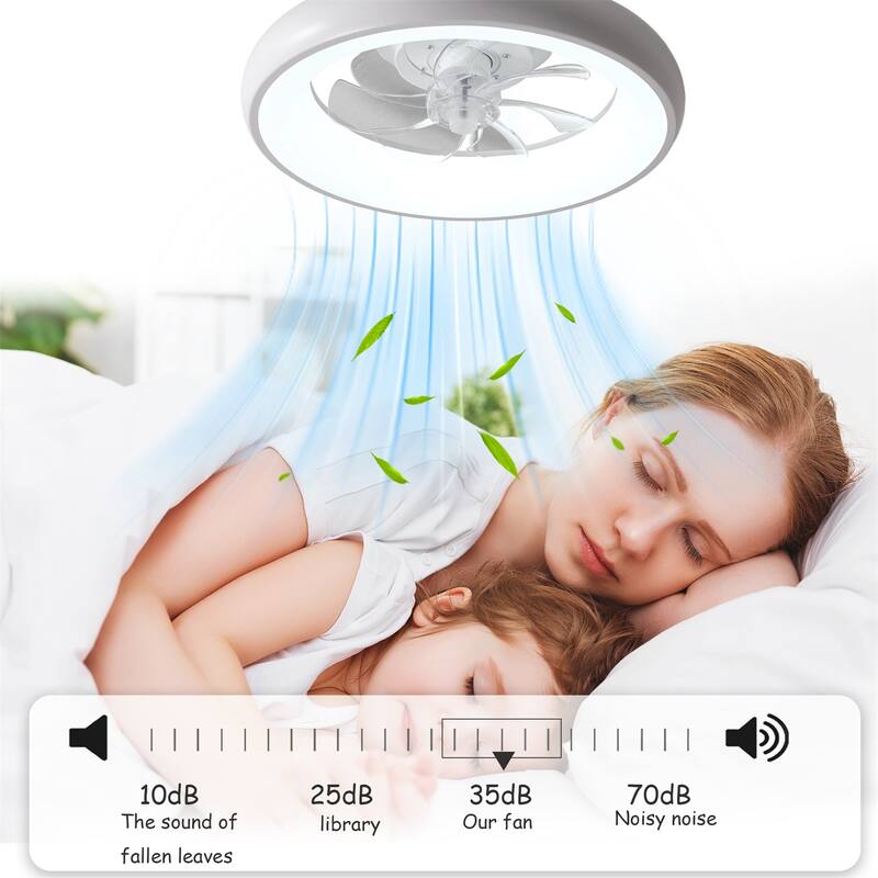 19" Bedroom Fan Light with Remote Control and Reversible DC Motor with LED Light