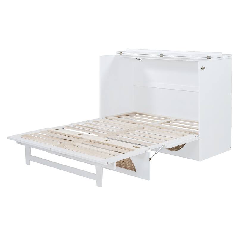 Modern Murphy Bed with Large Drawer, USB Ports, and Outlets
