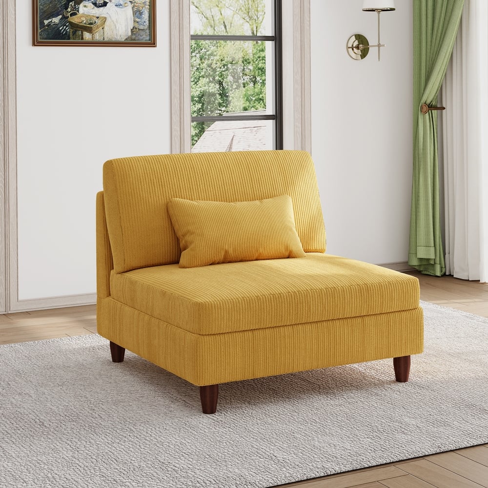 Corduroy Armless Chair Accent Chair Sofa