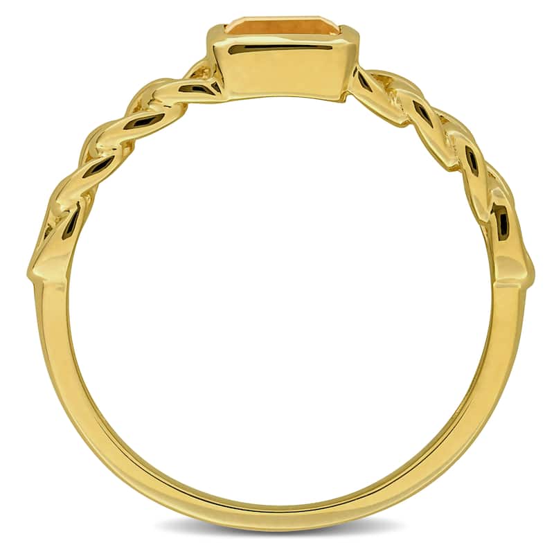 Miadora Octagon Gemstone Engagement Link Ring in 14k Yellow Gold