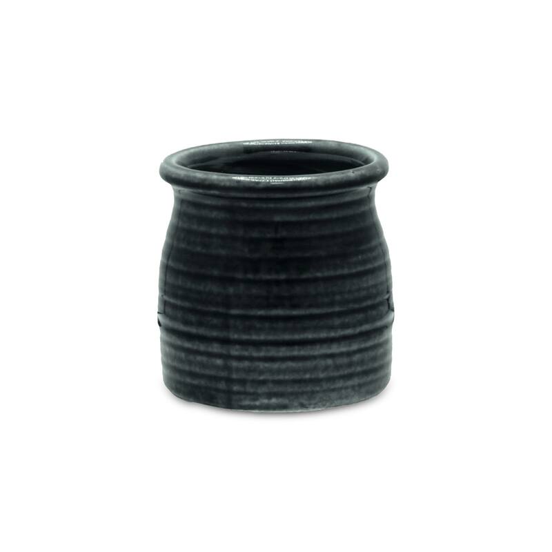 Kifon Curved Ceramic Ceramic Pot - Dark Gray - Small