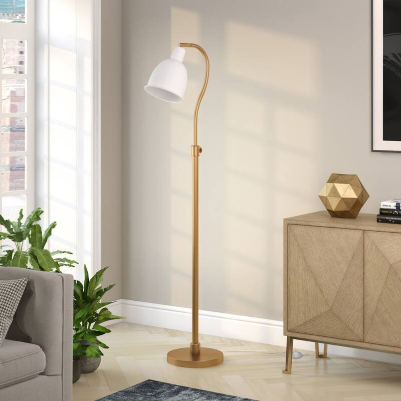 68 Inch Adjustable Floor Lamp with White Frosted Glass Shade for Reading