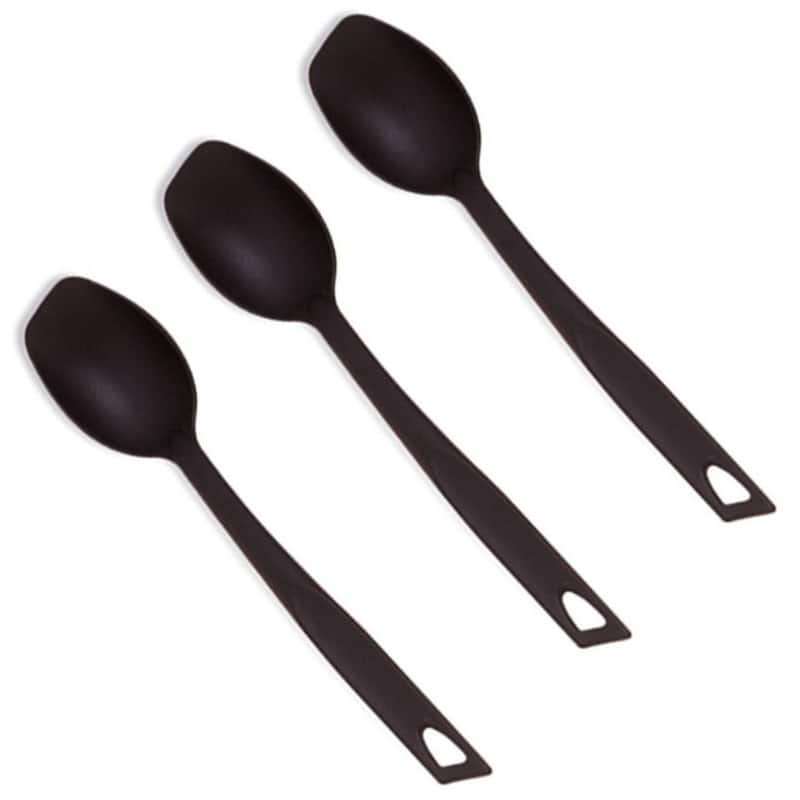 Norpro 13.5-Inch High Heat Solid Serving / Cooking Spoon, Black - 3 Pack
