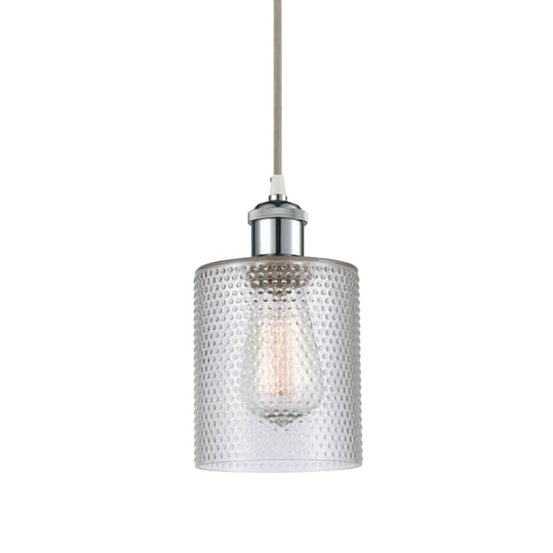 Innovations Lighting 516-1P-8-5 Cobbleskill Pendant Cobbleskill 5" - Clear / White and Polished Chrome