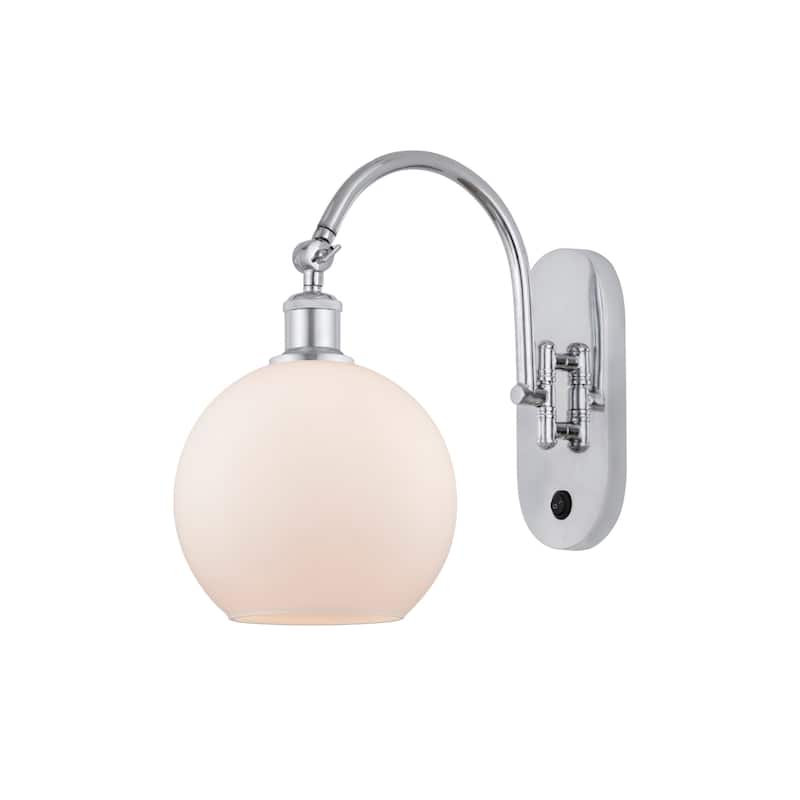 Innovations Lighting 518-1W-14-8 Athens Sconce Athens 14" Tall Wall - Polished Chrome / Matte White