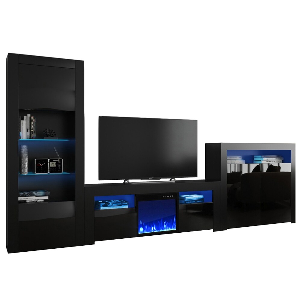 Shop Milano Set 145ef Bk 2d Electric Fireplace Modern Wall Unit