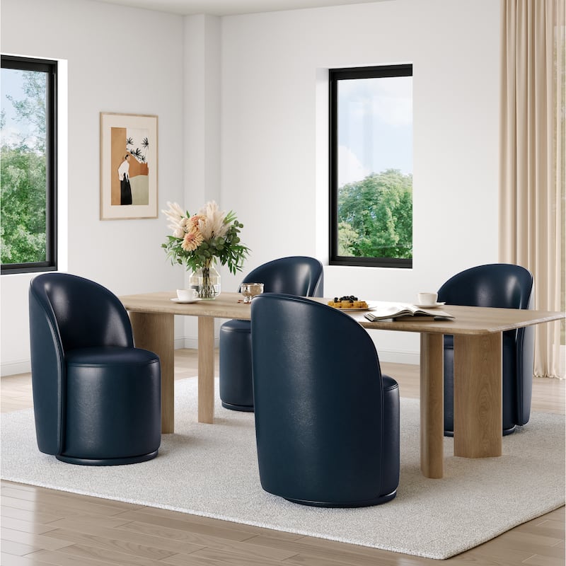 23.5" Wide Swivel Side Chair for Dining Room, Living Room - Set of 4 - Navy-Faux Leather
