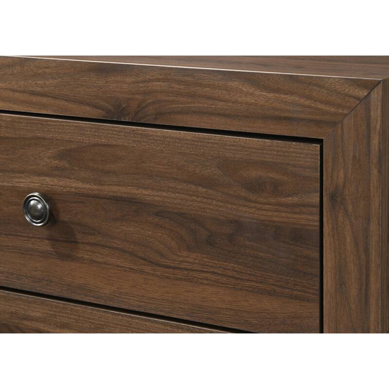 1pc Transitional 2-Drawer Nightstand with Metal Hardware Bedroom Furniture - Brown