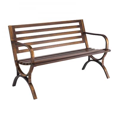 50” Antique Bronze Backyard Bench with Carbon Steel Frame for Comfortable Outdoor Seating - 50” x 23” x 31.1”