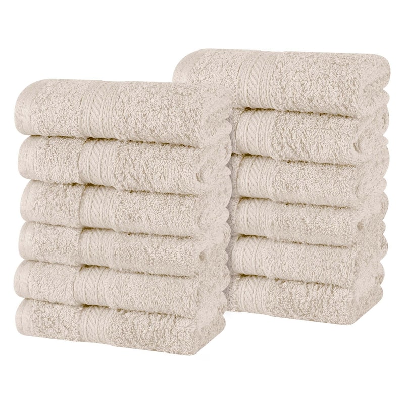 Superior Atlas Cotton Plush Heavyweight Face Towel Washcloth Set of 12