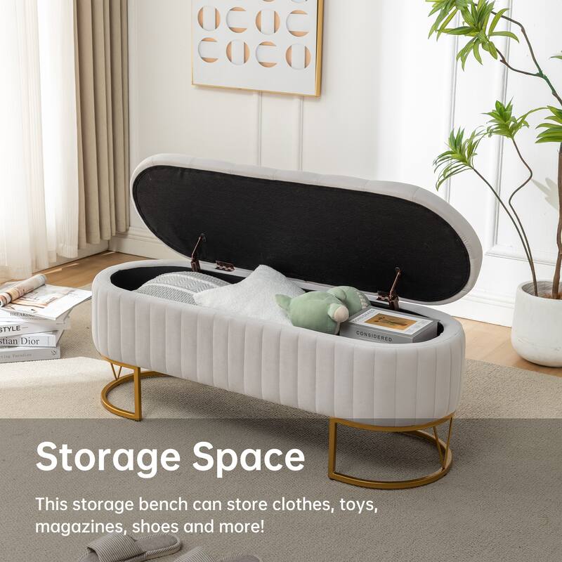 Velvet Storage Bench for Bedroom