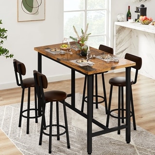 Grondin Mid-Century Modern 5-Piece Counter Height Dining Table Set with ...