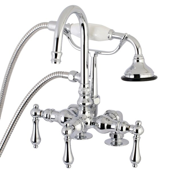 Kingston Brass AE14T Vintage Deck Mounted Clawfoot Tub Filler with Built-In Diverter and Metal Lever Handles - Polished Chrome