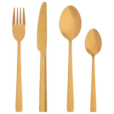 16 Piece Gold Silverware Set Service for 6, Flatware Set, Tableware Set,Include Fork Knife Spoon Set - 10.5"L x 7.5"W x 2.5"H