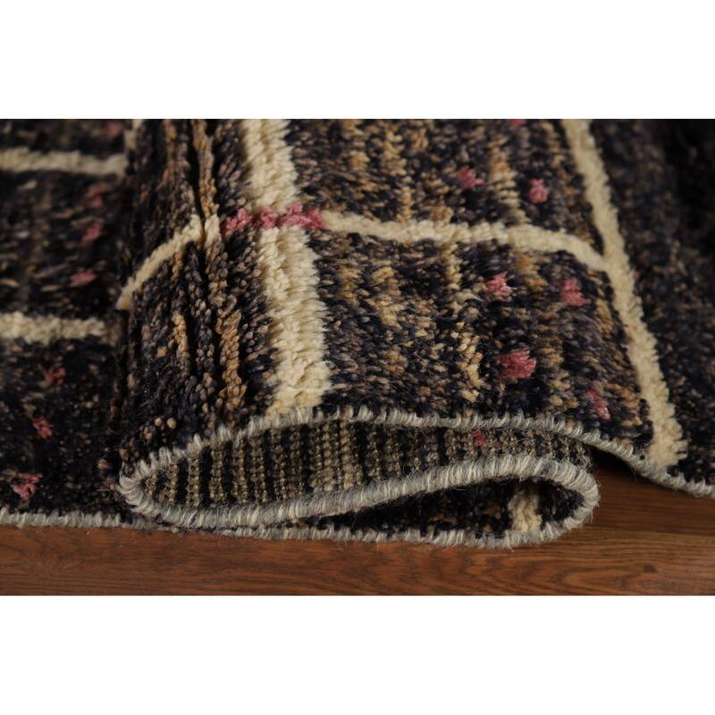 Checkered Moroccan Oriental Large Area Rug Hand-Knotted Wool Carpet - 10'0" x 15'0"